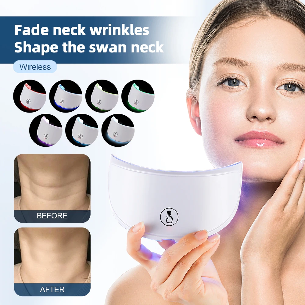 Neck LED Lift Mask Photon Anti-Wrinkle Skin Tightening Neck Beauty Device Skin Brighten Rejuvenation Neck Wrinkle Remover