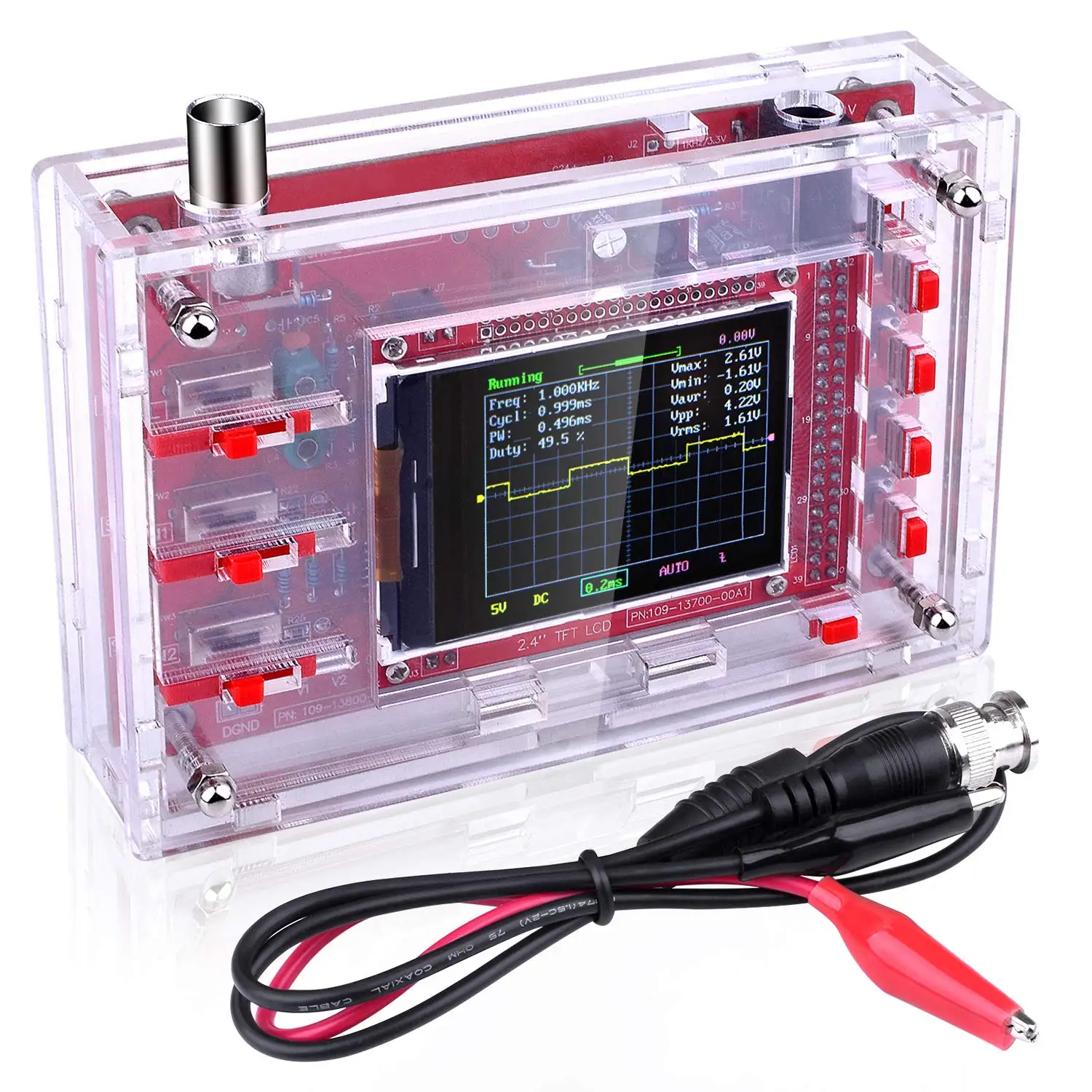 Fully Assembled Digital Oscilloscope LCD Display with Probe Test Clip Acrylic Case DIY Open Source DSO138 Oscilloscope