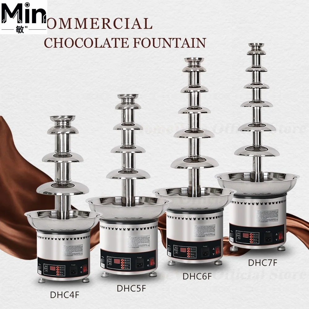 HomeWise Stainless Steel Chocolate Fountain Machine 4 5 6 7 Tiers Melting Warming Chocolate Waterfall for Commercial Party