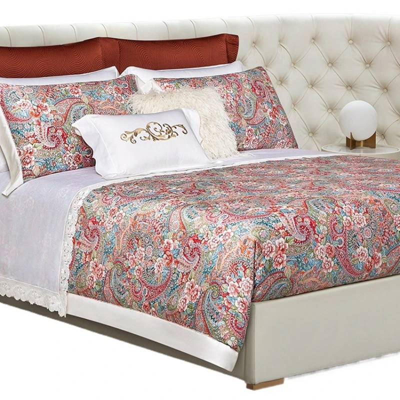 

European light luxury Lyocell Tencel tribute satin bed sheet four-piece set