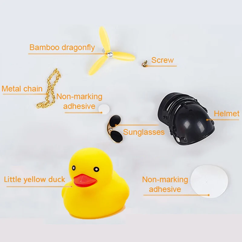 Car Cute Little Duck With Helmet Propeller Wind-breaking Wave-breaking Cartoon Duck Auto Ornaments Decoration Toy Without Lights