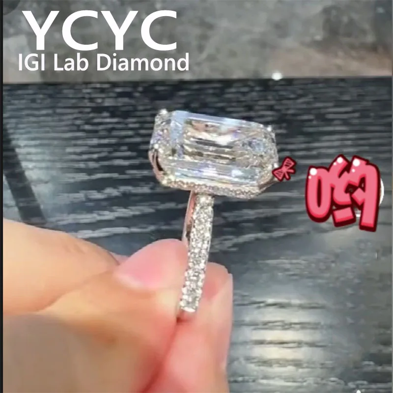 5 Ct Emerald Cut  Solid 14K White Gold DE Color VS1 CVD HPHT Lab Grown Diamond IGI Certificate