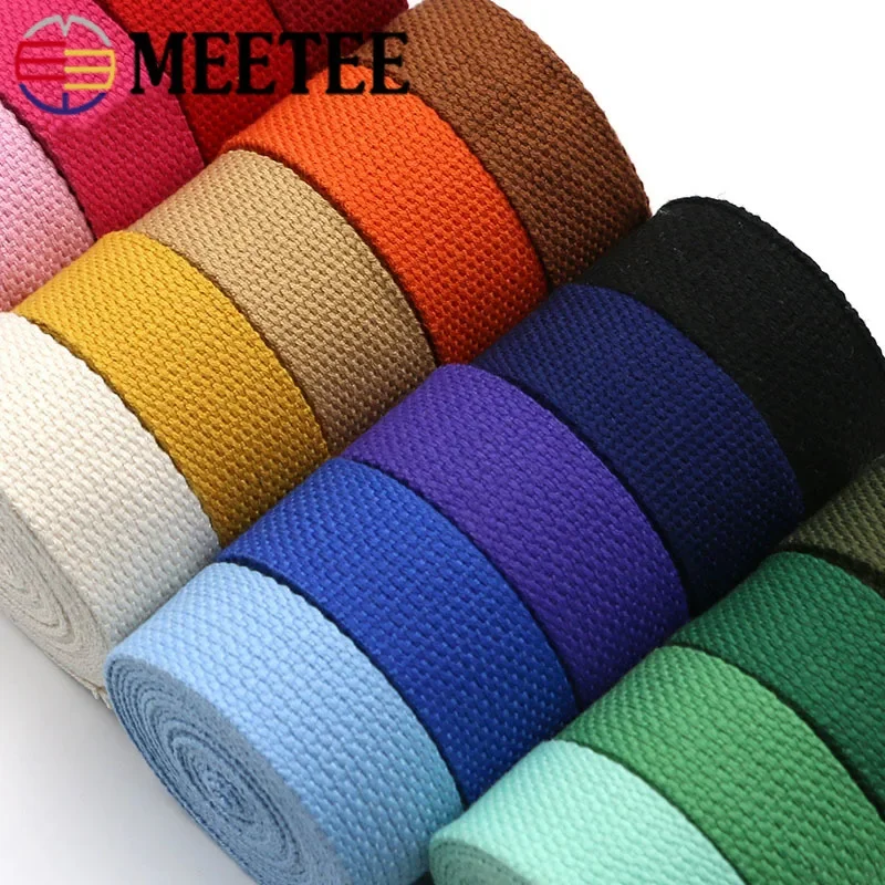 50Yards Meetee 20-38mm Canvas Webbing Tapes 2mm Thicken Webbings for Bag Backpack Strap Ribbon Garment Belt Sewing Accessory