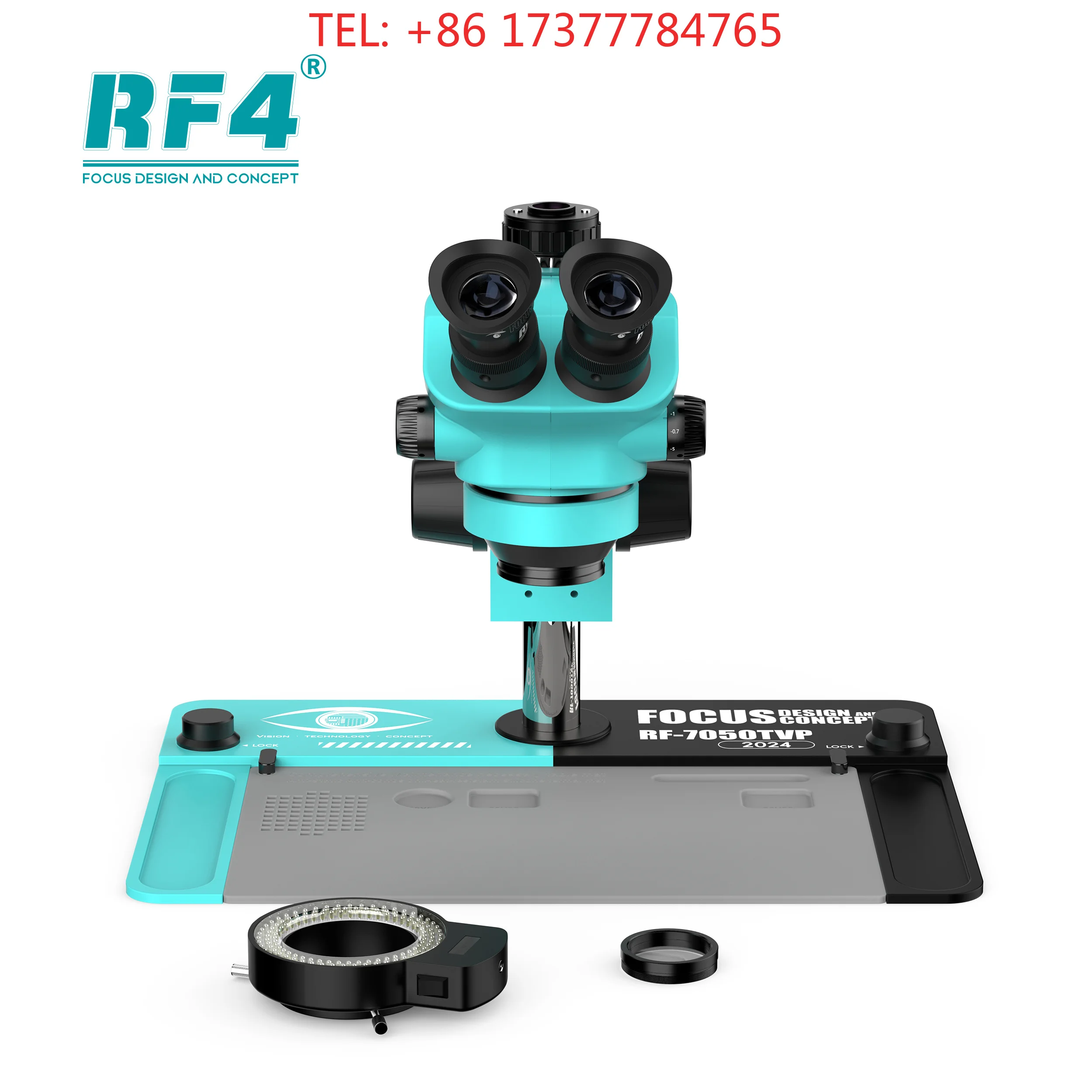 4 -7050 TVP New Upgrd Trinocular Microscope 7-50 X Simul Focal Industrial Optical L Zoom Stereo For PCB Repair Welding