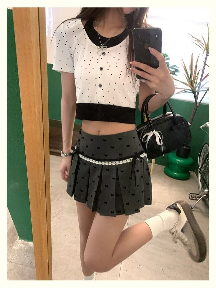 

Ezgaga Mini Skirts Women Preppy Style Vintage Autumn New Fashion Sweet Sexy JK Pleated Skirt High Waist Ladies Casual Party