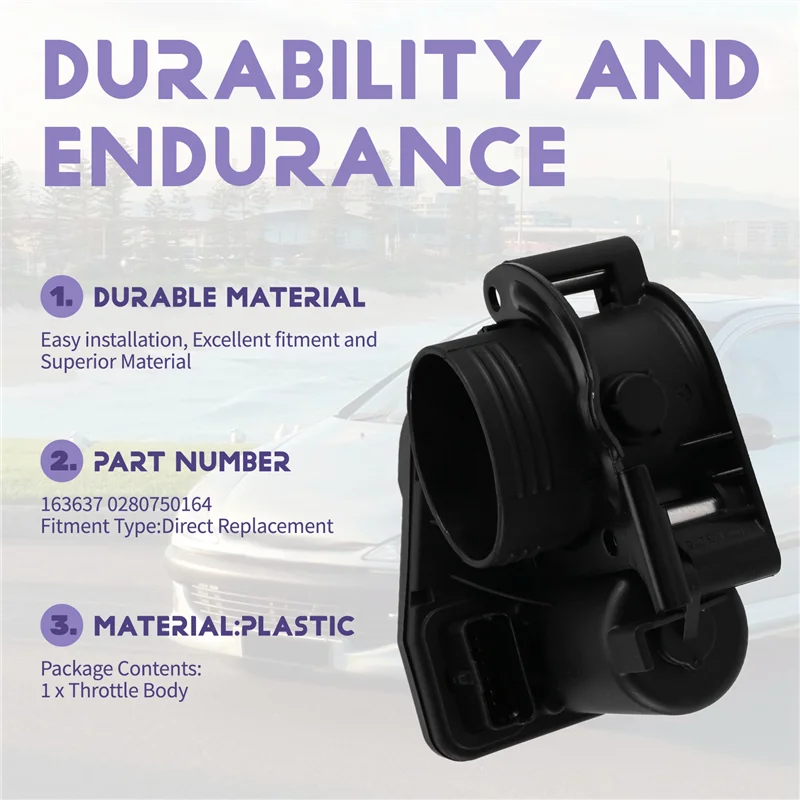 

Car 0280750164 163637 Throttle Body Air Intake For 206 207 307 308 Citroen Berlingo C2 C3 16V 1.6 Auto Accessories