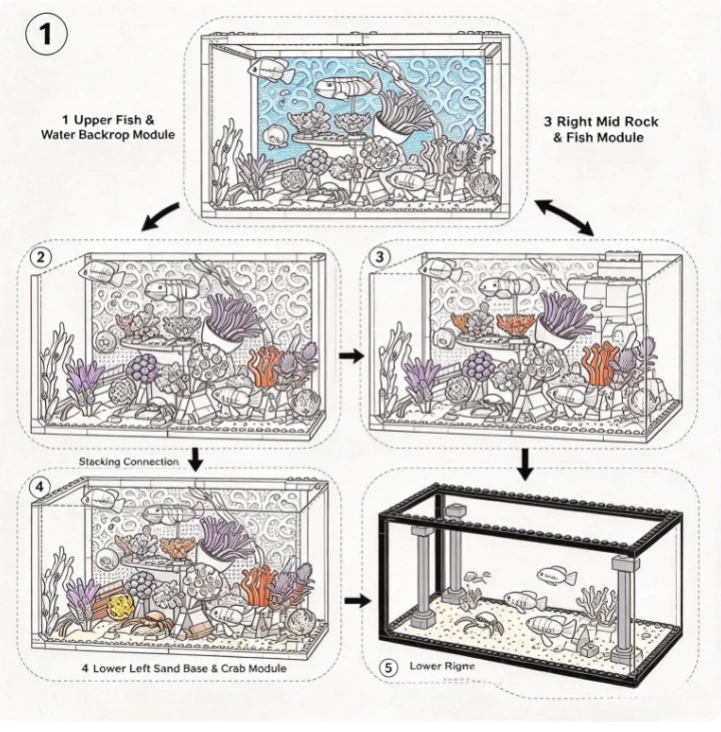 2206The Best-selling and Cheapest Tropical Aquarium and Marine Animal Assembled Toy Models, As Well As Selected Home Decor Items