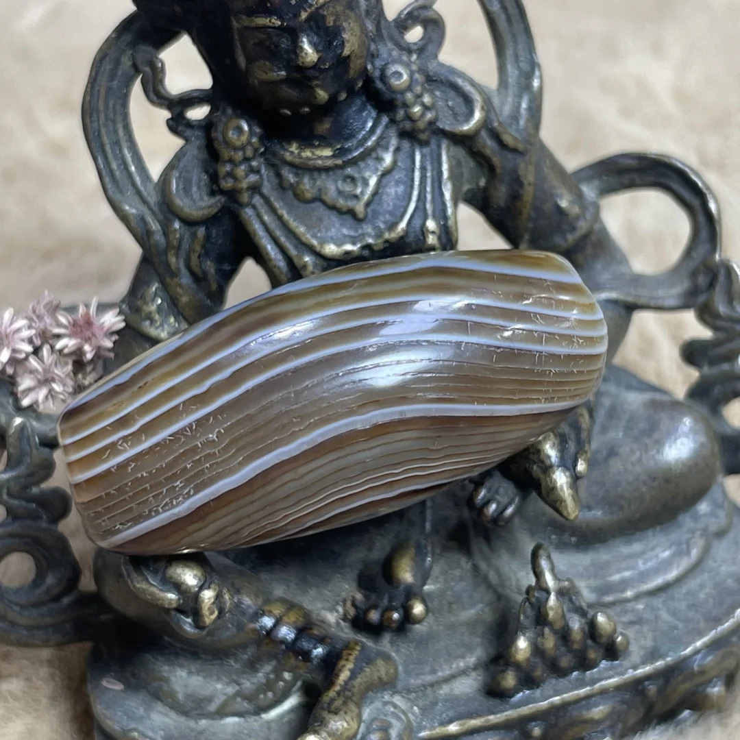 Energy Ancient Tibetan Old Agate The Great Natural Buddha Eye Wrapped Silk Dzi Bead Amulet Pendant Gzi Beads 15x33mm