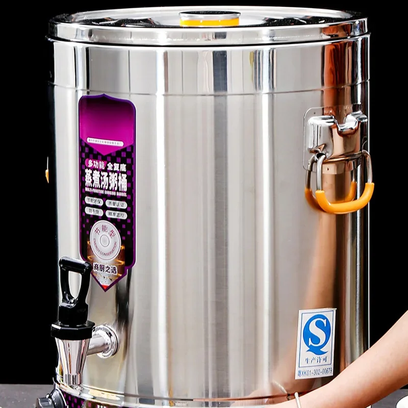 Double-Layer Insulated Stainless Steel Electric Soup Pot with Full-Base Heating, 60L/80L/100L Large Capacity, Commer(Customized)