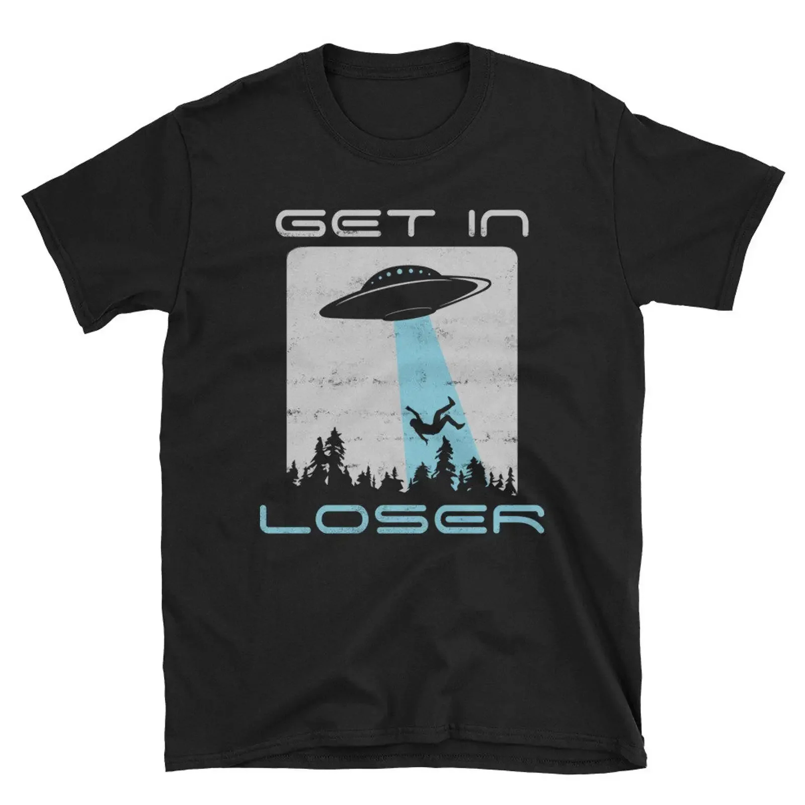 Funny Alien T Shirt Get In Loser UFO Abduction Distressed Believer  vintage Washed Versatile Top For Everyday Wear Stylish