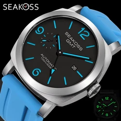 SEAKOSS GMT Super Luminous Diving Automatic Mechanical Watch Men 10ATM 1963 Seagull st2557 Movement Calendar Sapphire Wristwatch