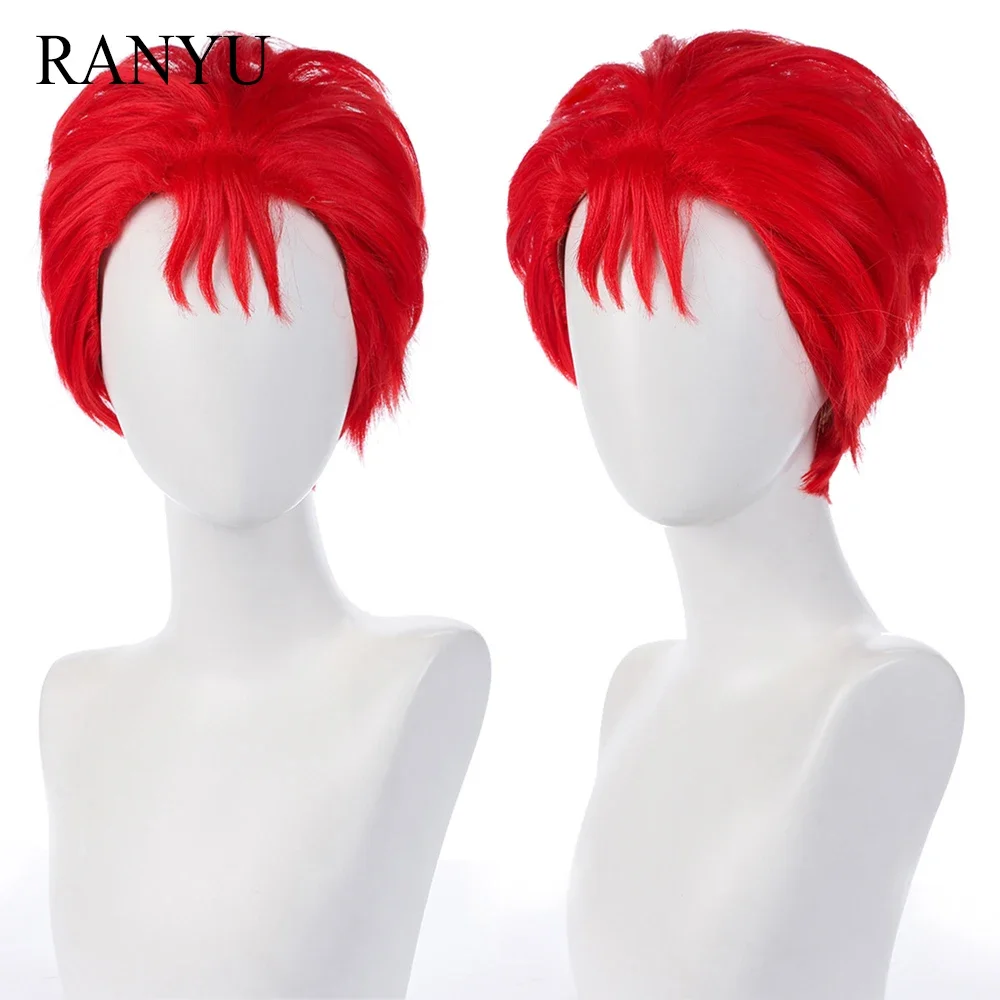 Parrucca da uomo RANYU parrucca corta sintetica dritta rossa per capelli Cosplay per la festa