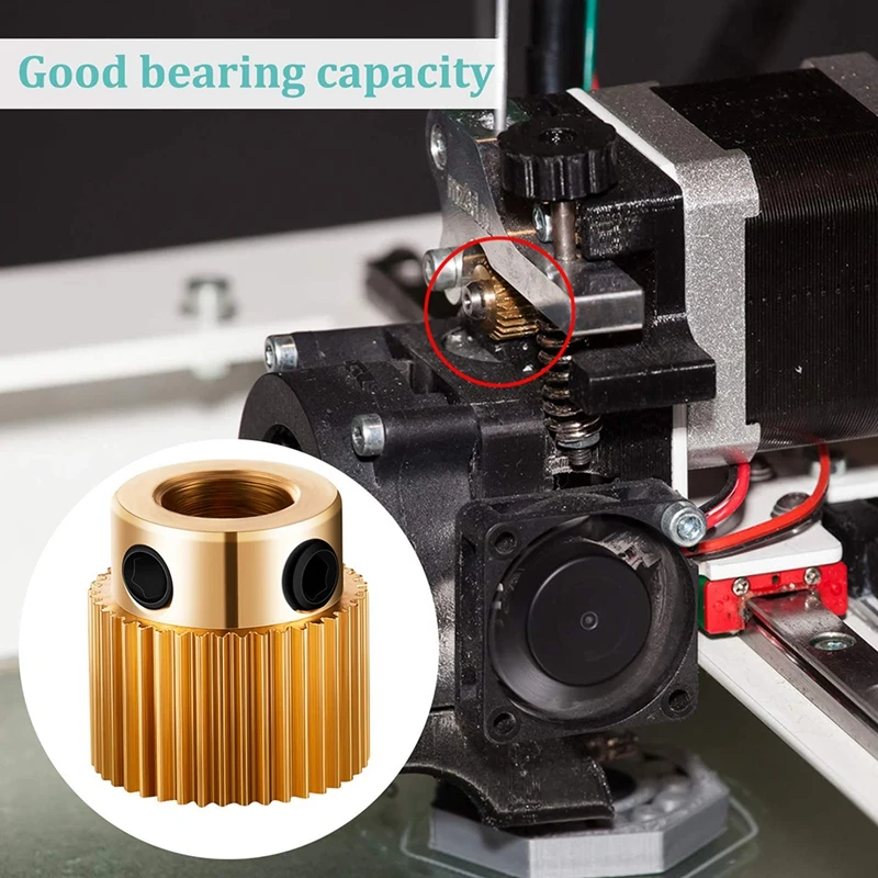 Extruder Wheel 3D Printer Parts Drive 40 Teeth Gear Brass Extruder Wheel Gear For CR-10, CR-10S, Ender 3, Ender 3 Pro