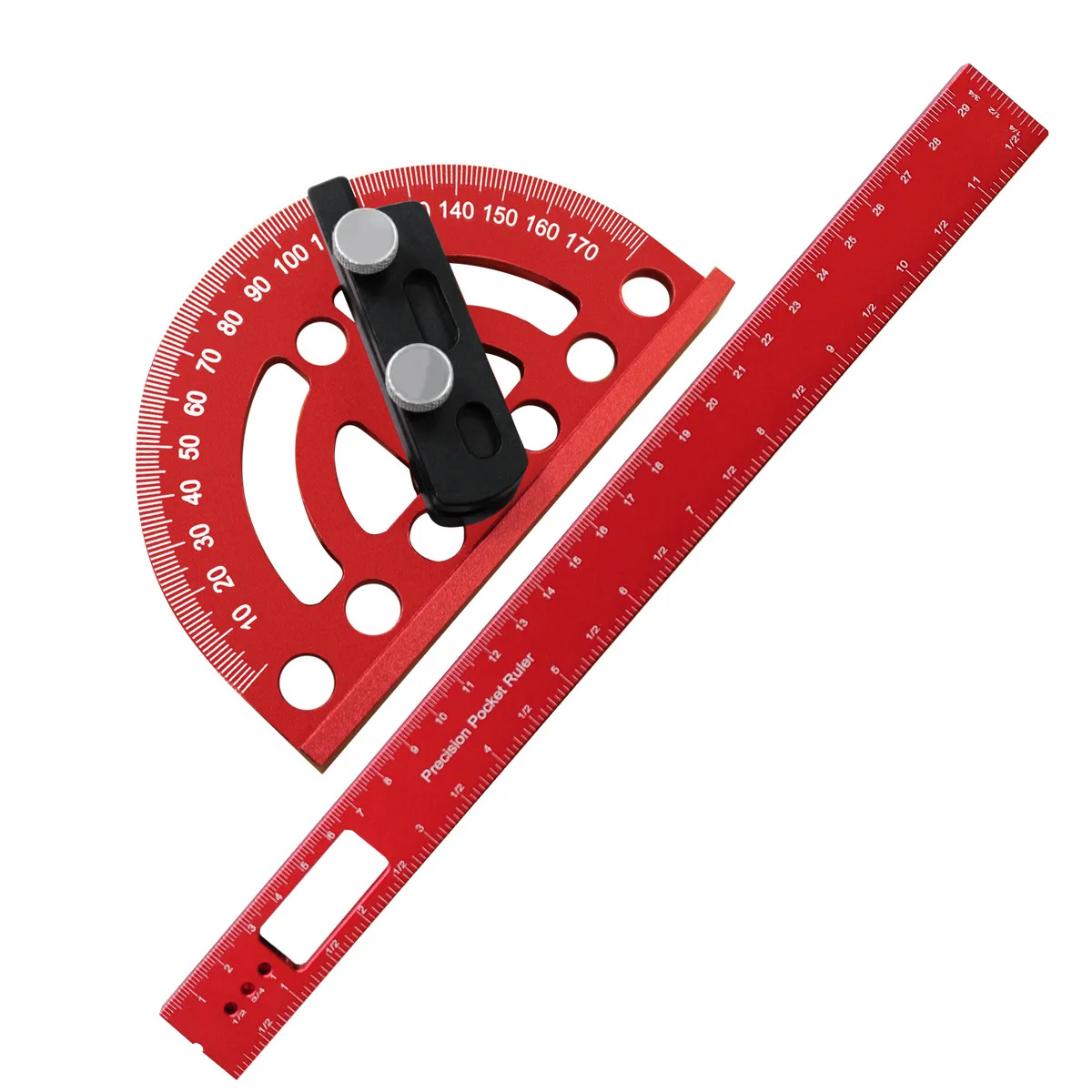 Adjustable High Precision 90 Degree Angle Protractor Auxiliary Line Drawing Ruler For Woodworking Industrial Measuring Tool Red