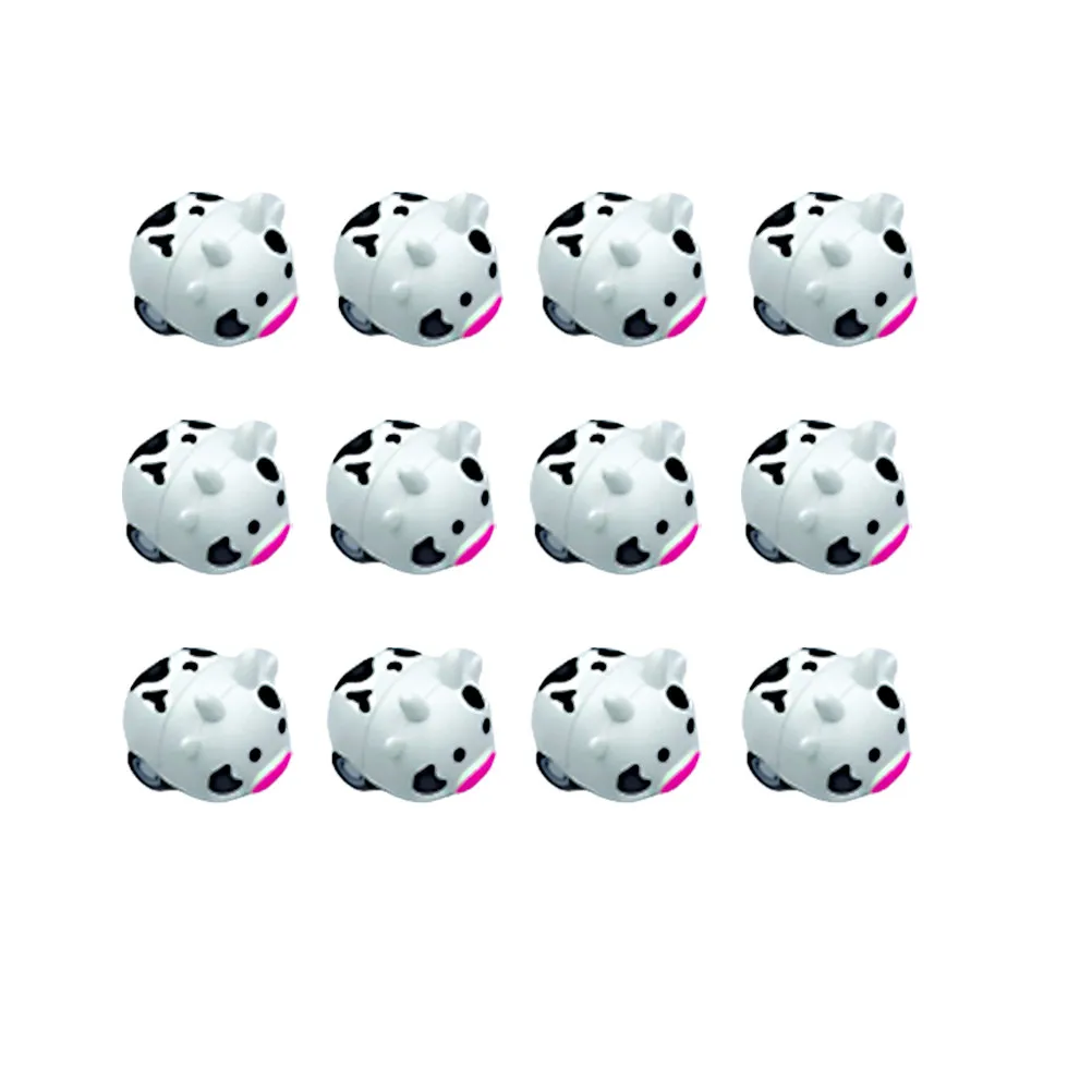 Pull Back Animal Mini Cars 12 Pack Cartoon Inertia Vehicles Kids Party Favors Creative Plastic Toy Gift