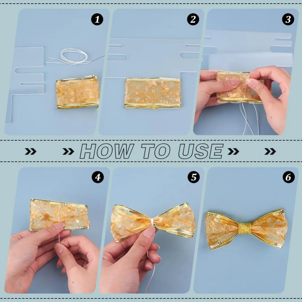 2Pcs T Shape Acrylic Bow Maker Template, Multi-Size Bowknot Making Board Craft Sewing Tool for Ribbon Bow Making Hair Bows Gift