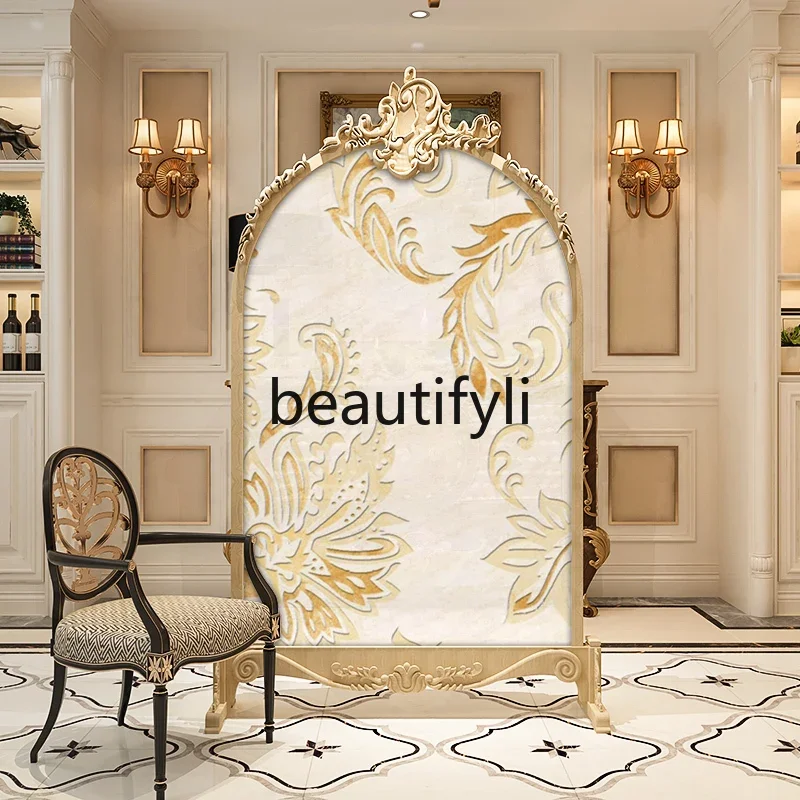 

Asmt09Screen partition living room modern simple European light luxury door cover bedroom tea room entrance feather seat screen