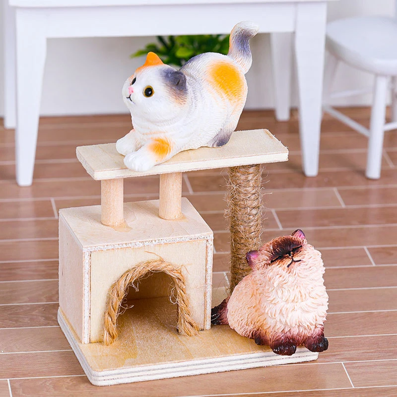 1PC cartone animato carino mini modello animale carino gatti in resina ornamento gattino figurine simulazione animale micro paesaggio artigianato