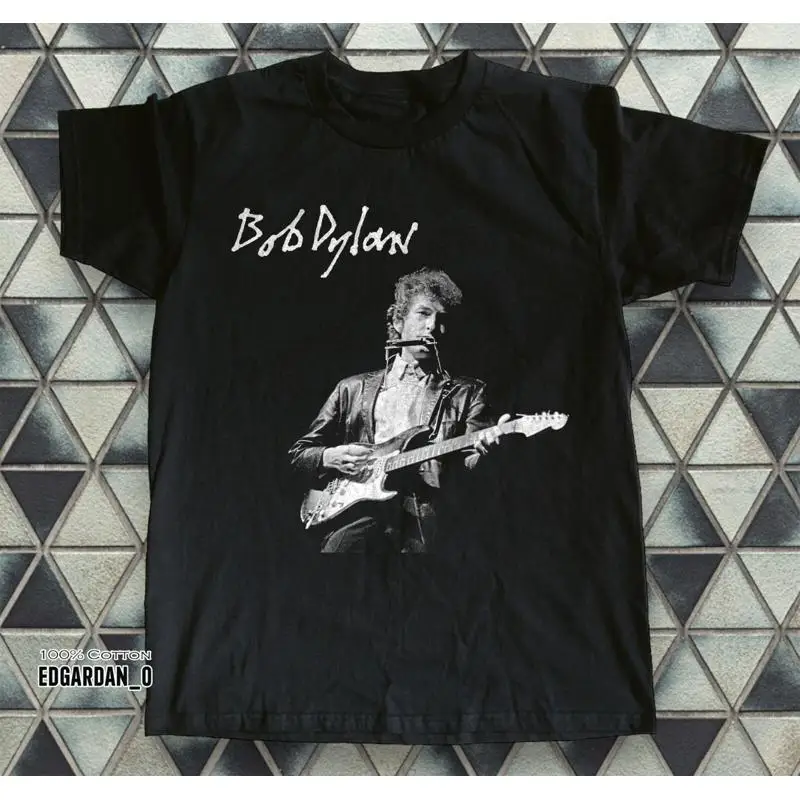 Bob Dylan American Singer Songwriter Heavy Cotton Black T Shirt S 5Xl