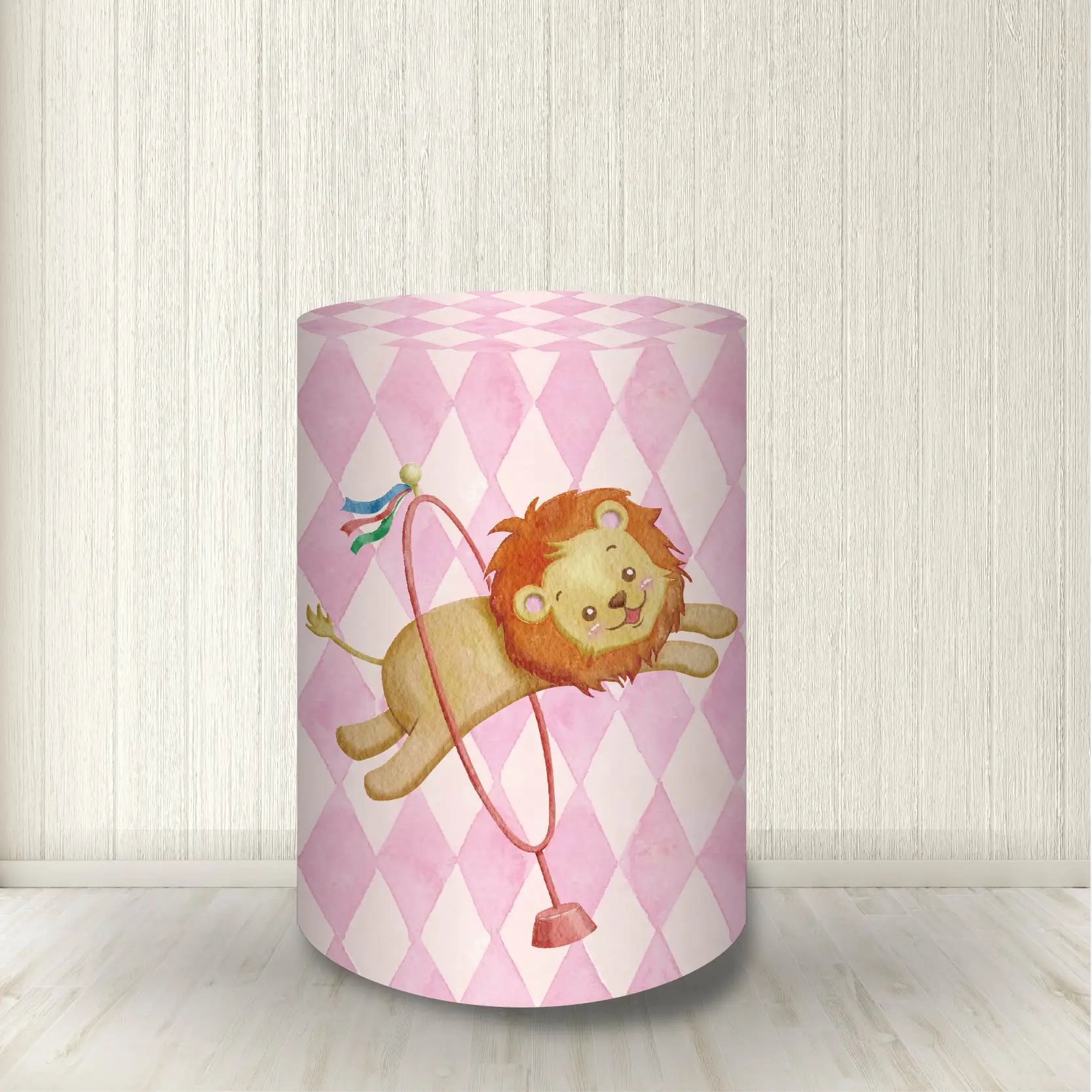 Cute Animals Pink Backdrop Cylinder Covers Circus Theme Pedestal Cove Baby Shower 1 Year Old Baby Birthday Party Table Decor