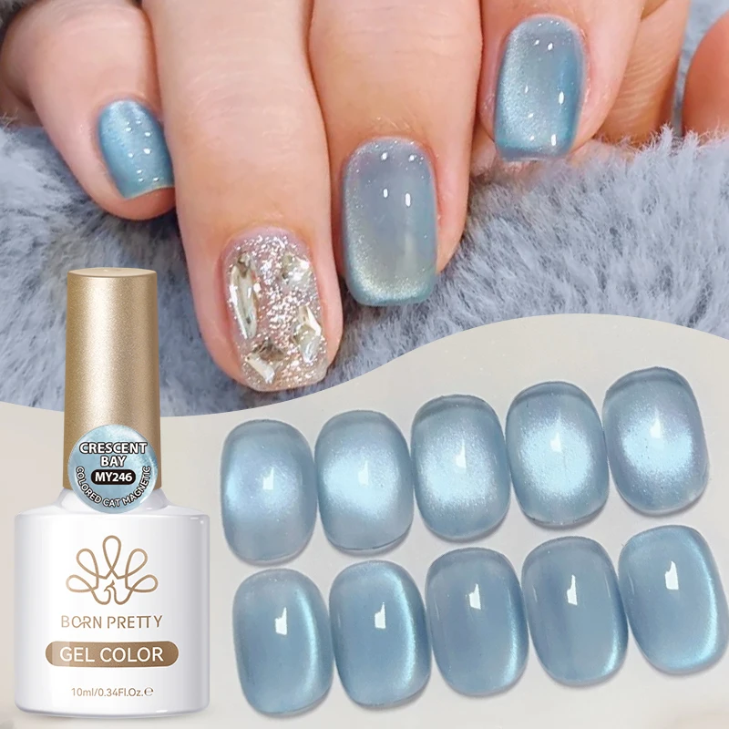BORN PRETTY 10 ml blaues Gelee-Wasser-Katzen-Magnetgel, ultraglanz, semi-permanent, Soak Off UV-Gel, Nagelkunst-Lack