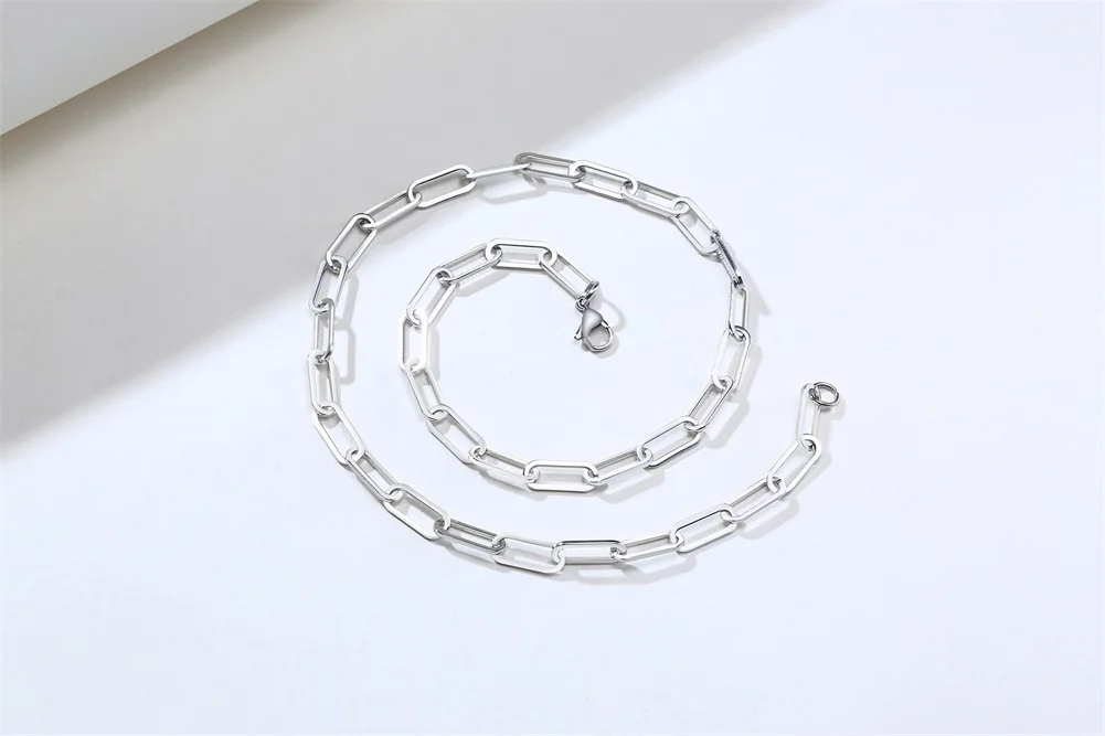 HERREN ALTA CAPTURE CHARM HALSKETTE EDELSTAHL RECHTECK PAPIERCLIP LINK LIGHT MACHINE CHAIN CHOKER HERREN SCHMUCK 20 ZOLL – Detail 5