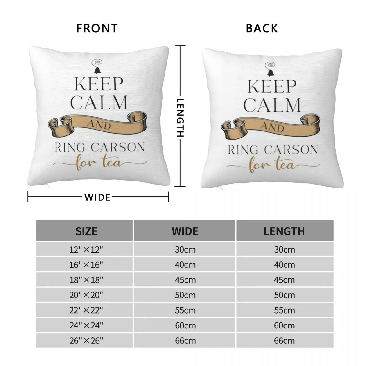 Keep Calm And Ring Carson Square Pillowcase Polyester Linen Velvet Pattern Zip Decor Throw Pillow Case Sofa Cushion Cover 45x45