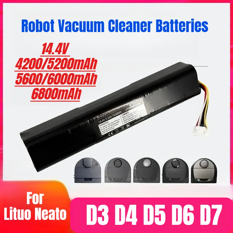 

6800mAh For Lituo Neato D3 D4 D5 D6 D7 Robot Vacuum Cleaner Batteries