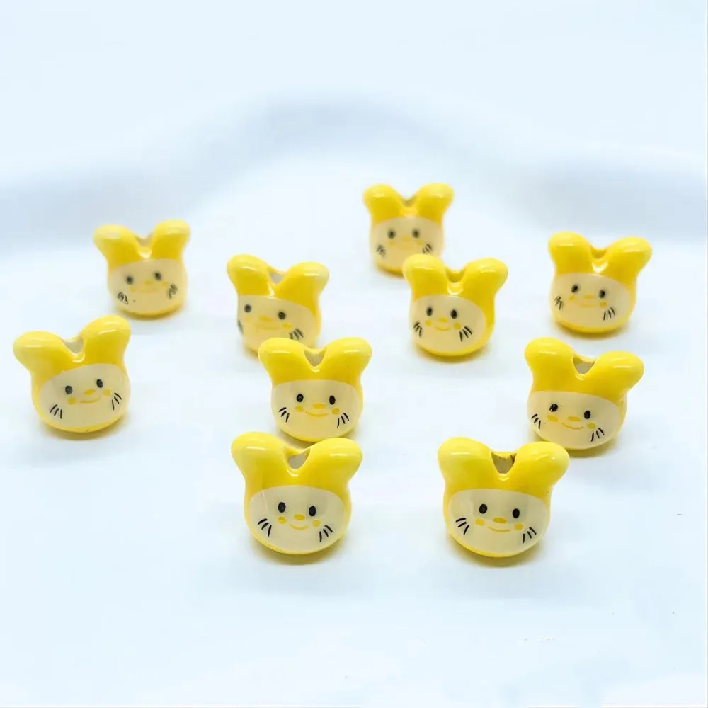 10Pcs Ceramic Colorful Chinchillas Ceramic Beads Rabbit Beads Cute Rabbit Ceramic Beads Animal Colorful