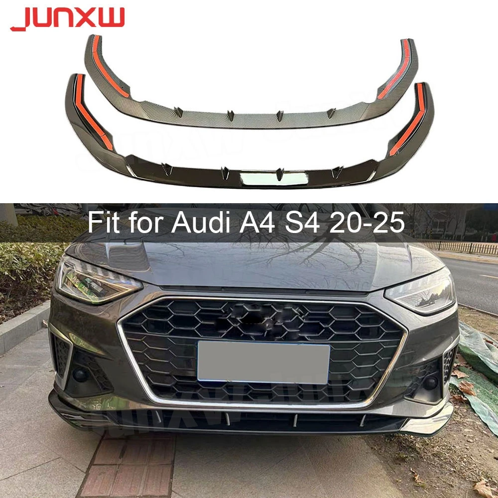 

3PCS Car Front Bumper Lip Chin Spoiler for Audi A4 Sline S4 2020-2025 non Standard Front Bumper Canard Lip Splitter ABS BodyKits