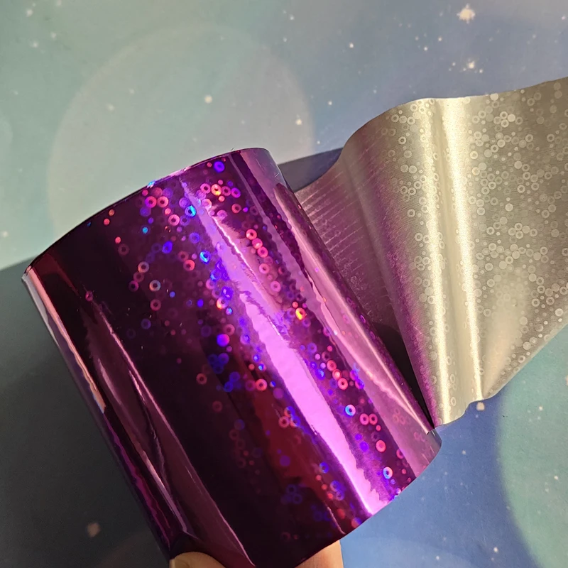8cm Rose Purple Circle Hot Stamped Foil Paper Roll Gold Stamping Leather Cloth Package Box DIY Decoration 120 Meters