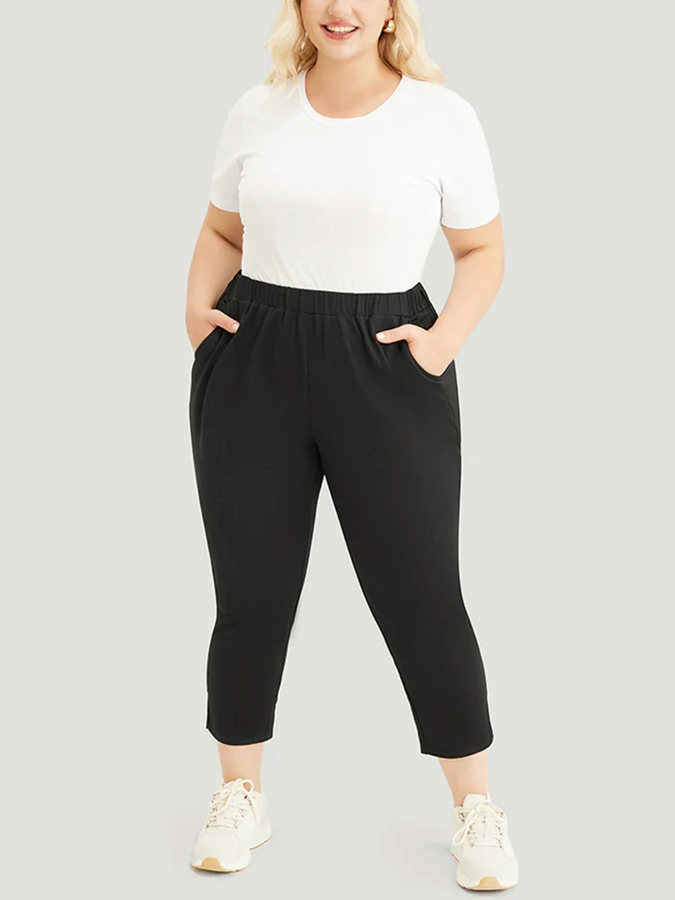 Amerykańskie damskie plus size, luksusowe, modne, uliczne, z wysokim stanem, obcisłe, wąskie, dziewięciopunktowe spodnie