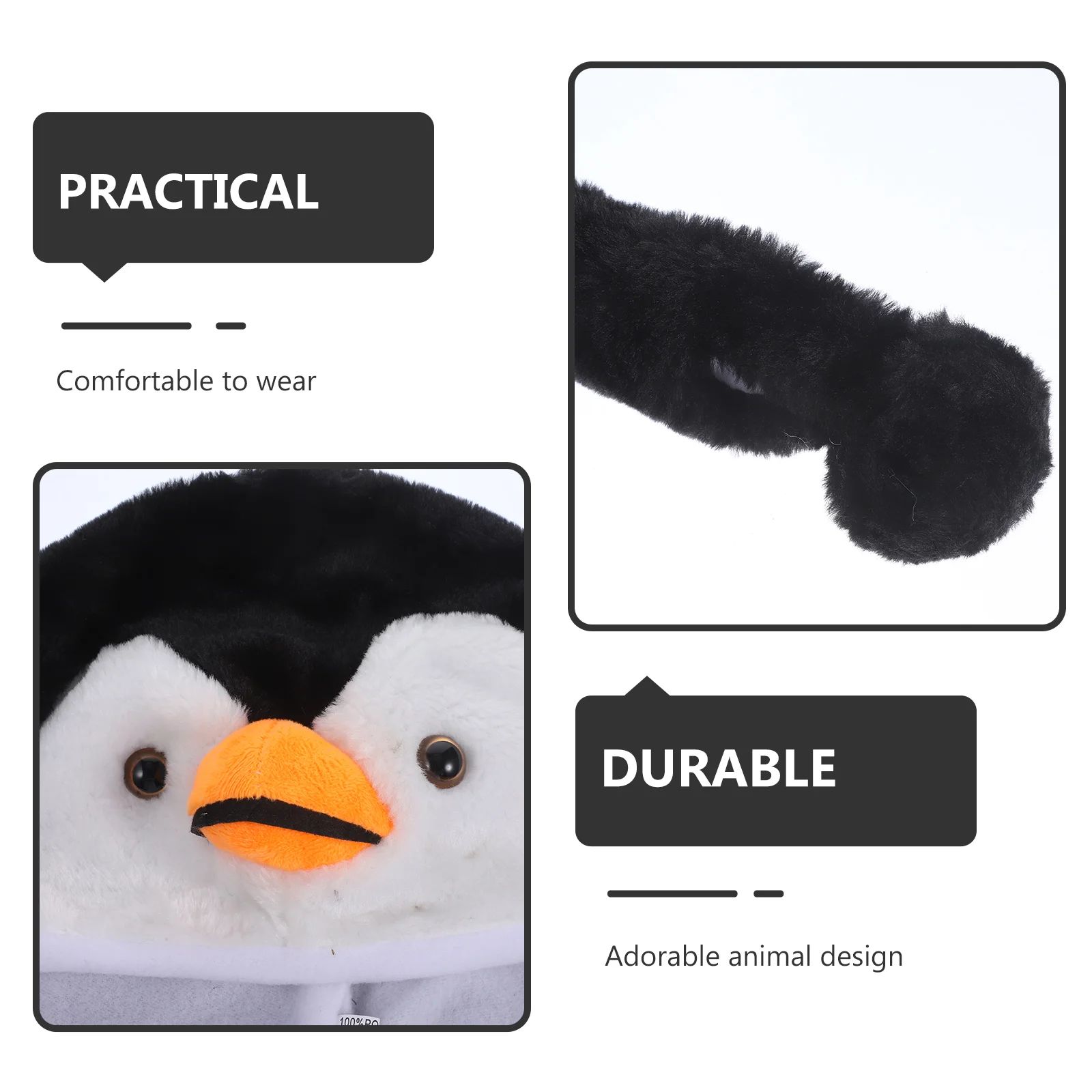 Adorable Animal Hat Plush Ski Style Hat Cartoon Earflap Hood For Children Adults (Penguin) hat