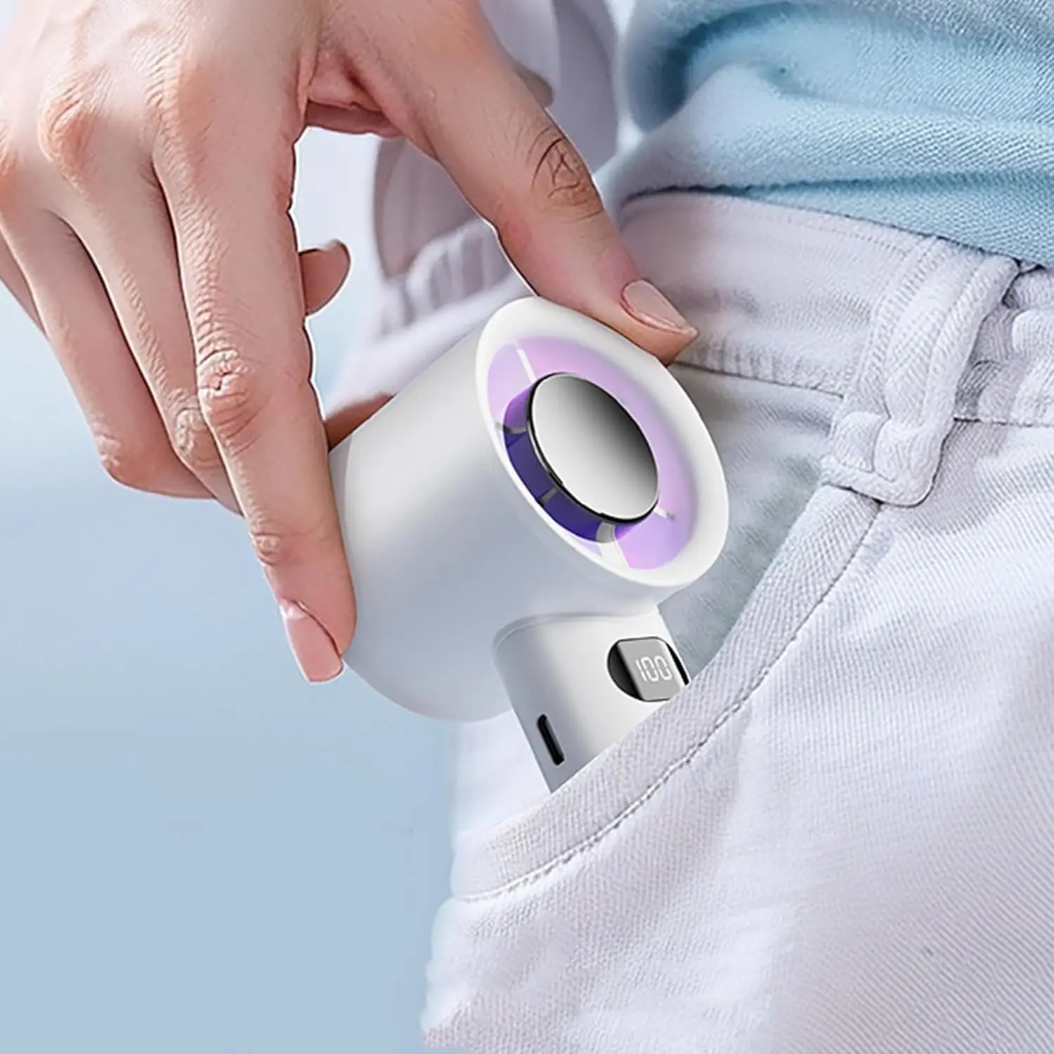 휴대용 휴대용 팬-100 속도 조절 가능한 냉각 충전식 팬 여행용 디지털 디스플레이가 있는 조절 가능한 터보