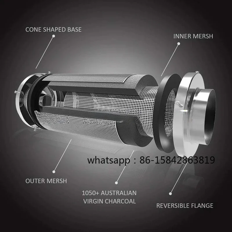 4-inch, 6-inch, 8-inch Pipeline Fan, Plant Tent, Cylindrical Activated Carbon Air Filter, High-efficiency Deodorization Purifier