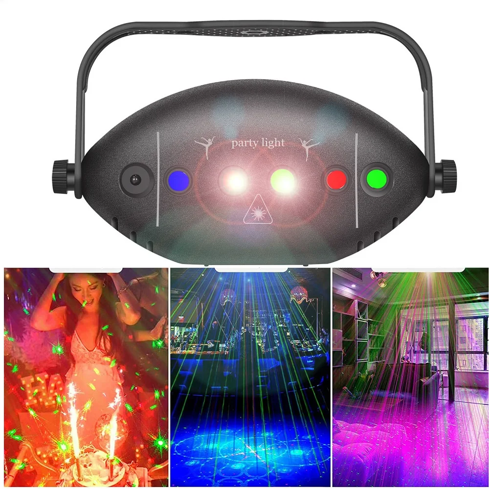 ディスコステージ効果赤緑青のストロボを備えた充電式レーザープロジェクター