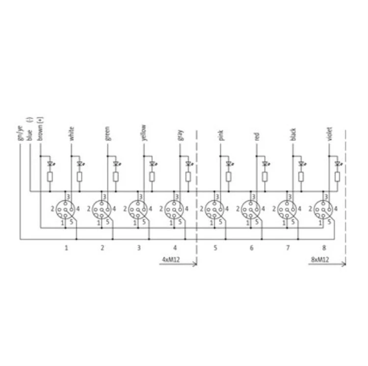 8000-88410-3621000 EXACT12, 8XM12 PUR/PVC 8-way 4-core 10.0