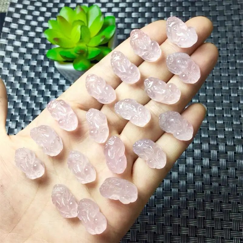 

5 шт. натуральный розовый кварц Pixiu кулон целебный камень DIY аксессуары праздничный подарок на день рождения 19 мм
