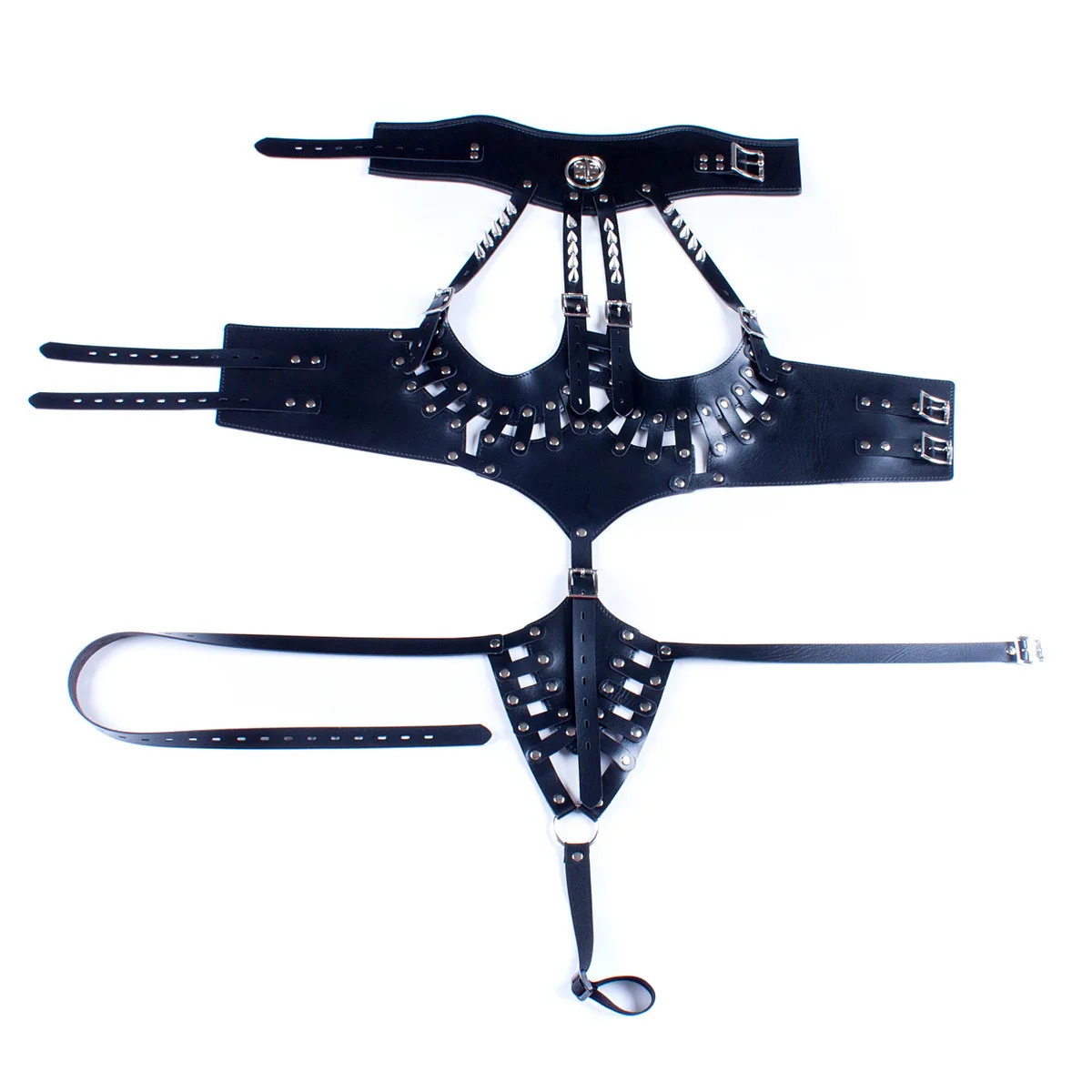 Erotic Black Open-Crotch Queen Outfit Training Sexy Bodysuit Tight Restraint Harness Bondage Garment Adjustable Couple Sex BDSM - Image 3