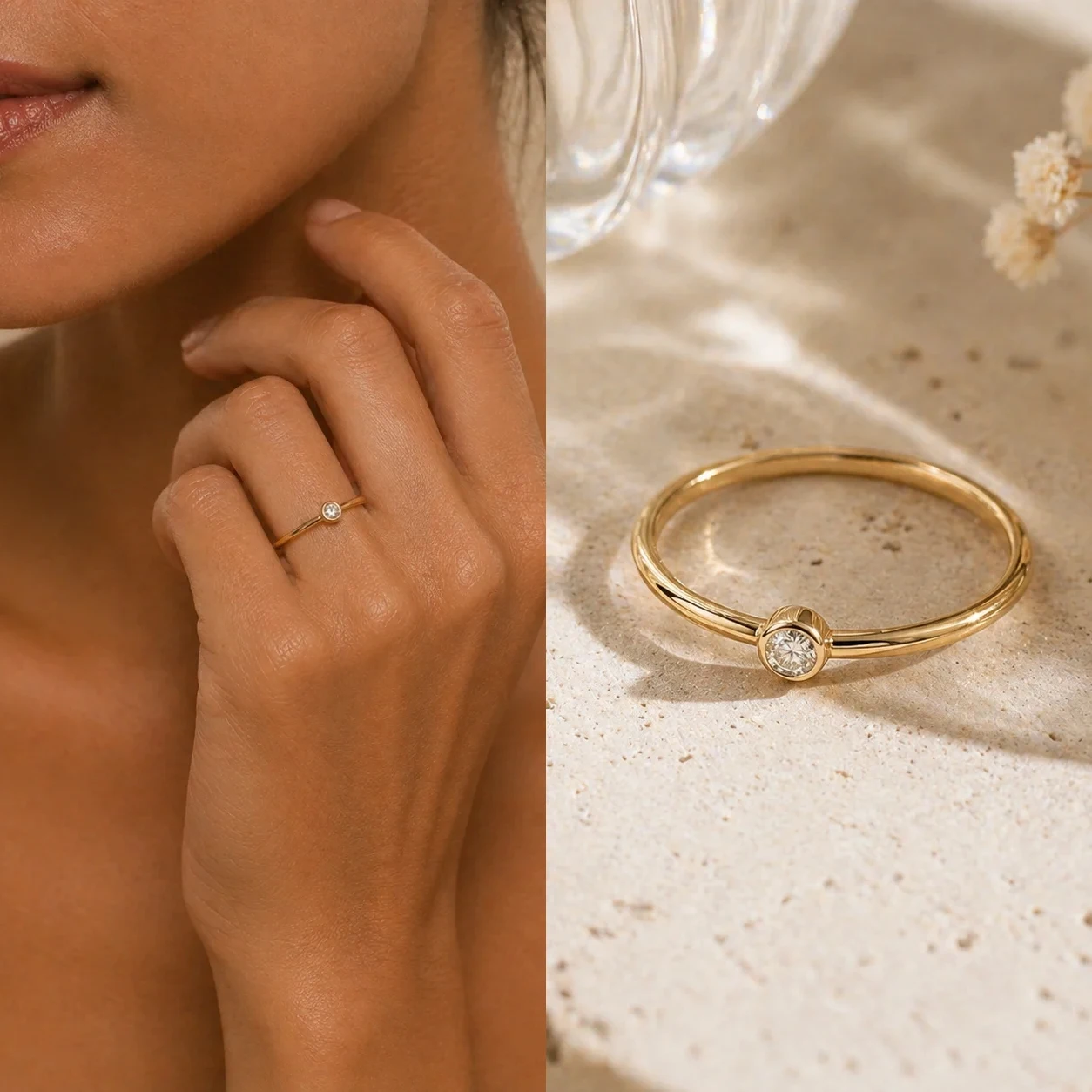 Vintage Gold Plated Zircon Rings Metal Thin Circular Minimalist Knuckle Ring for Women Party Jewelry Gift Dropshipping Anillos