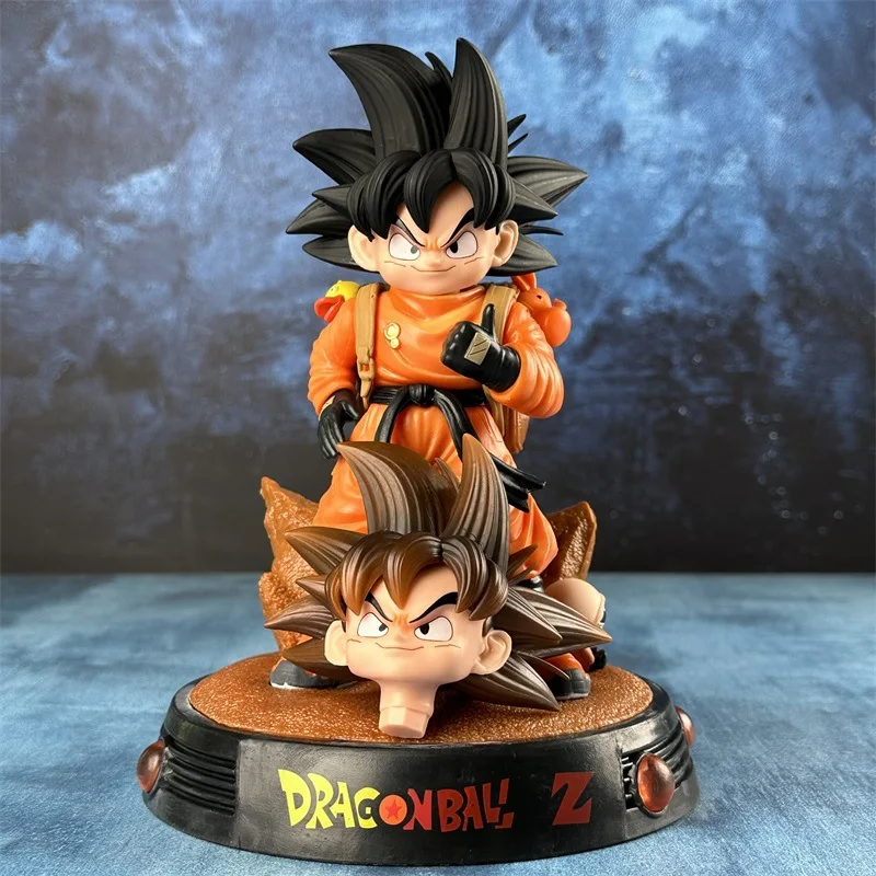 22cm Dragon Ball Son Goku Travel Version Double Heads Action Figure Anime Peripherals Satnding Model Ornaments Collection Gifts