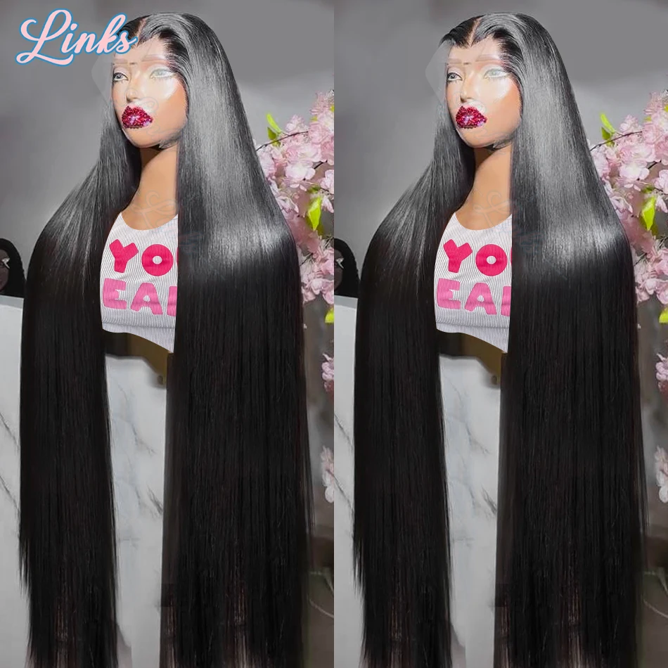 Links Straight HD 250% 40 Inch 13x4 Lace Frontal Wig 13x6 Lace Front Human Hair Wigs Transparent 5X5 Closure Brazilian Remy Hair