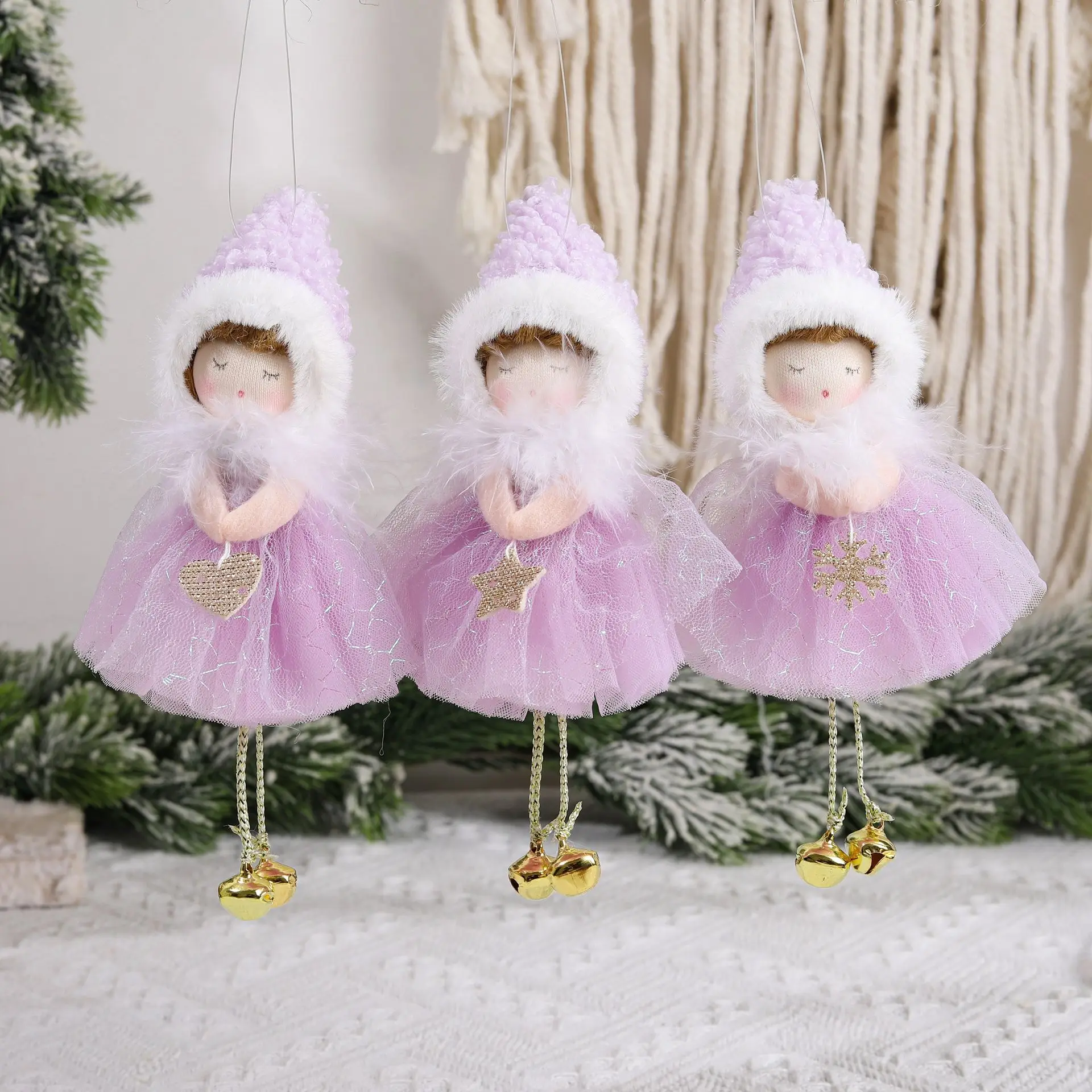 New Year 2024 Gifts Crown Veil Girl Dolls Angel Doll Navidad 2023 Xmas Tree Ornaments Christmas Decorations for Home Noel Natal