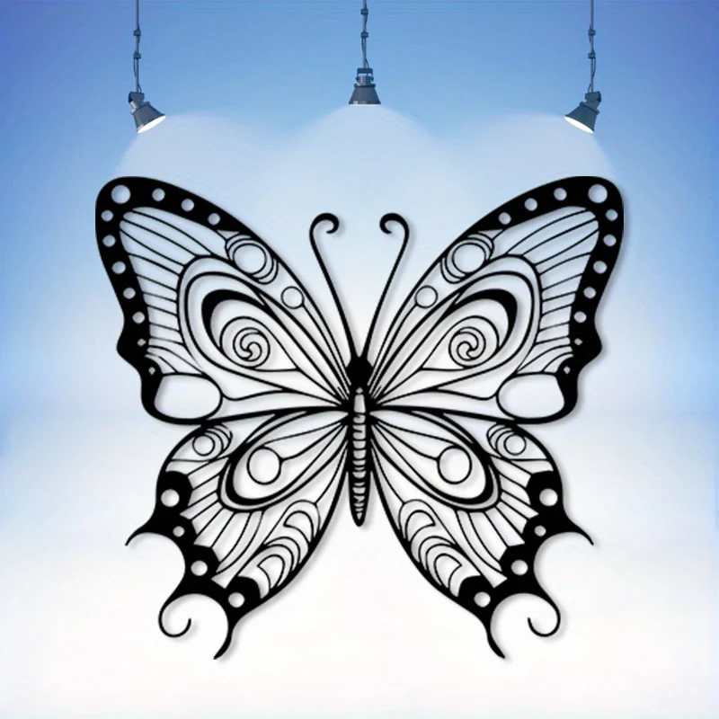Metal Wall Art Retro Butterfly Iron Weatherproof Rustic Hanging Oversized Sculpture for Garden Patio Nature Collector Gift