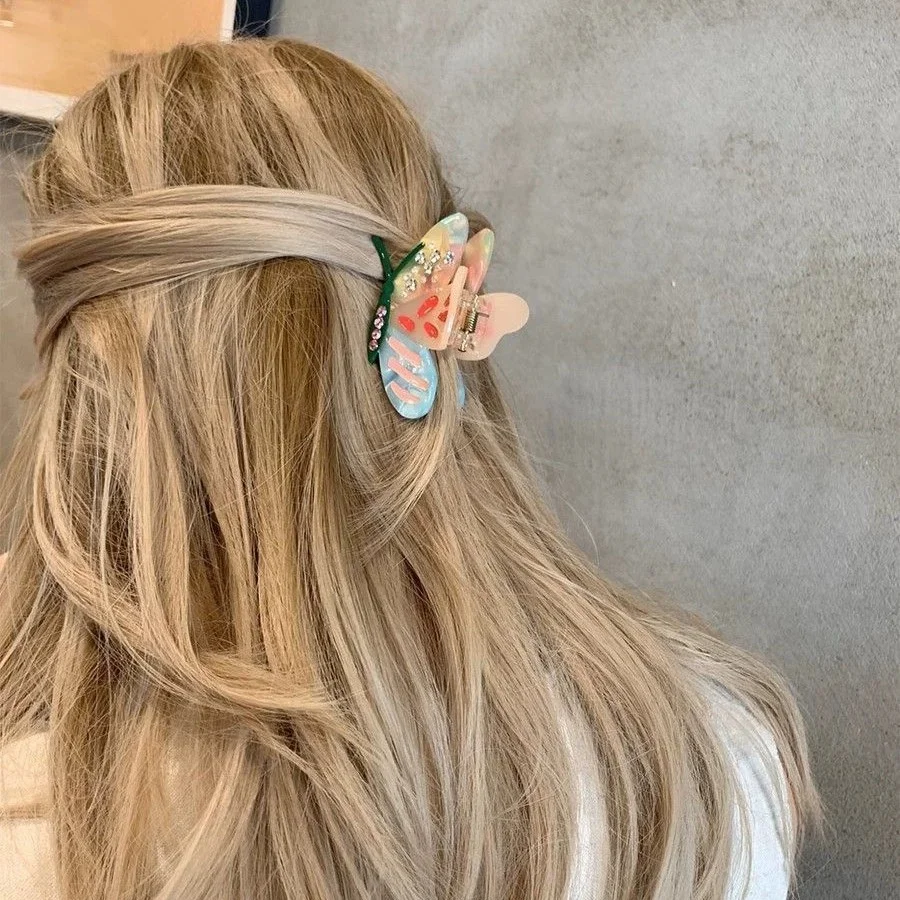 

Three-colour Butterfly Rhinestone Hair Claw Acetate Senior Fairy Crab Hair Clip Ins Claw Clips Hair Accessories for Women Girls