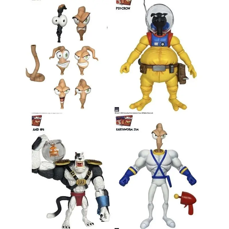 

1/12 Pdna Earthworm Jim Anime Figure Psy Crow Bob The Killer Action Figure Joint Movable Models Figurine Collection Kid Toy Gift