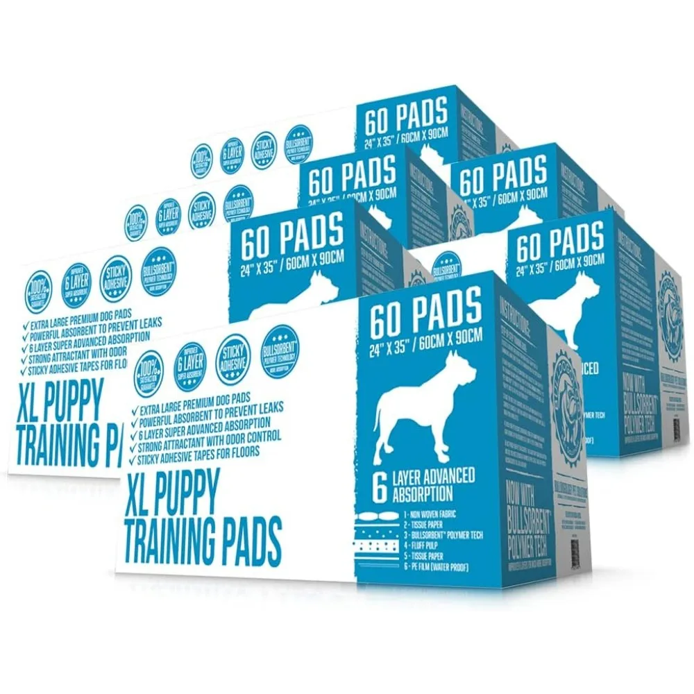 Puppy Pee Pads, Adhesive Sticky Tape - Extra Large Dog Training Wee Pads 6 Layers with Extra Quick Dry Bullsorbent Polymer Tech