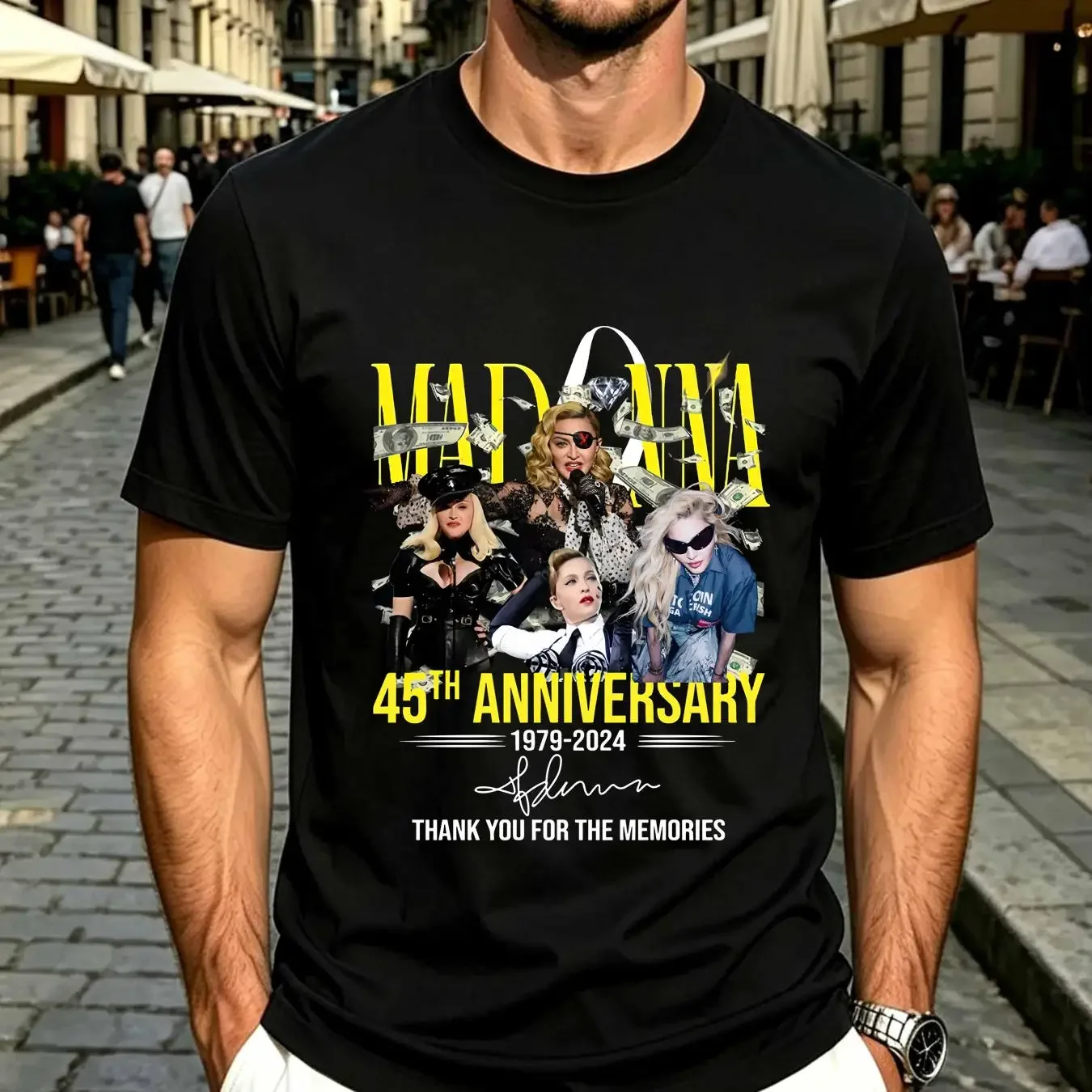 washed T Shirt Madona 45Th Anniversary Thank You For The Memories S 5Xl long or short sleeves vintage Washed homme