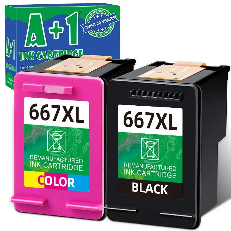 Remanufactured Ink Cartridge Replacement for HP 667 667XL for DeskJet Ink Advantage 1275, 2374, 2375, 2376, 2775, 2776