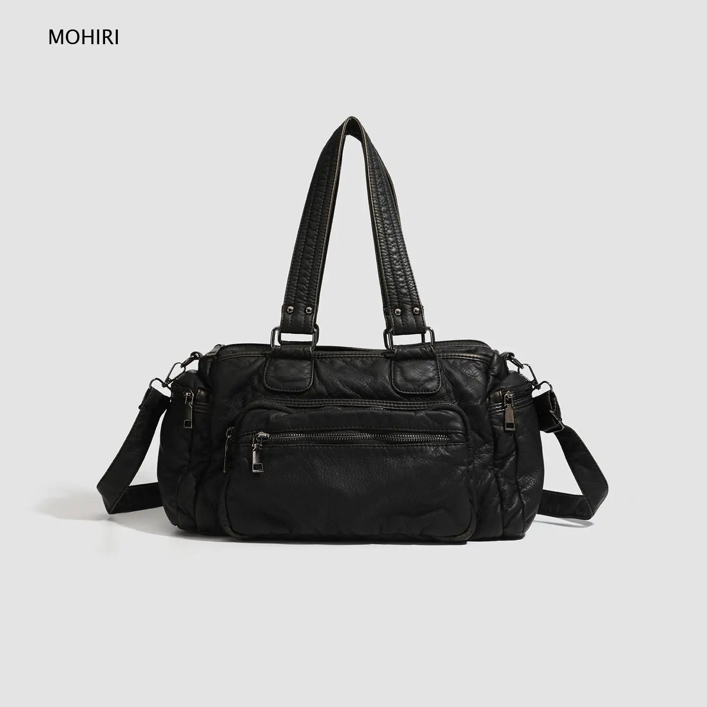 2026 Vintage Washed Leather Motor Tote Bag Larger Capacity Crossbody Handbag for Women Casual Daily Wear